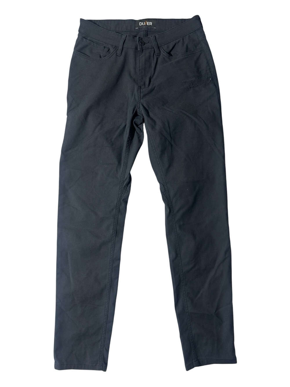 DU/ER mens 30x32 slim fit black cotton nylon 5-pocket performance pants
